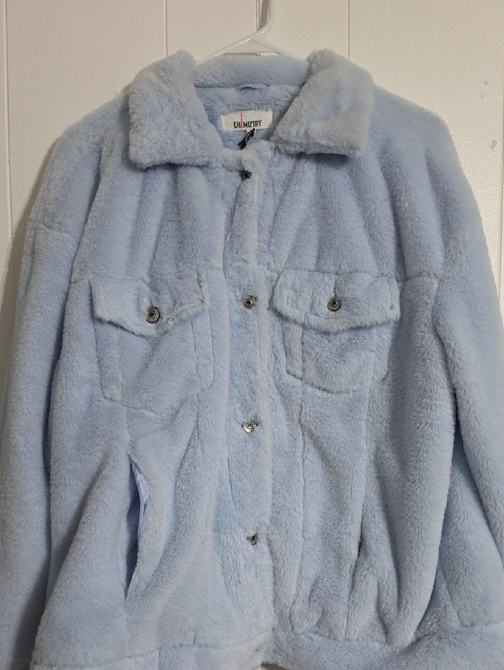 Chemistry Pastel Blue Plush Teddy Jacket
